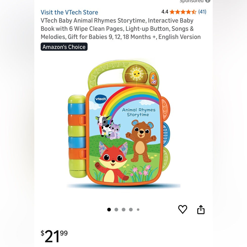 VTech Baby Animal Rhymes Storytime Interactive Book - Multicolor